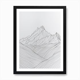 Kangchenjunga Nepalindia Line Drawing 3 Art Print