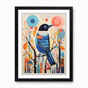 Colourful Scandi Bird Bluebird 3 Art Print