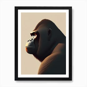 Side Profile Of A Gorilla, Gorillas Cute Kawaii Art Print