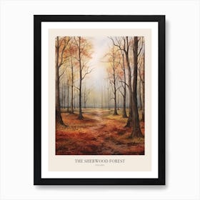 Autumn Forest Landscape The Sherwood Forest England Poster Art Print