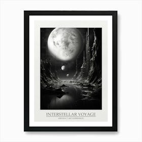 Interstellar Voyage Abstract Black And White 11 Poster Art Print