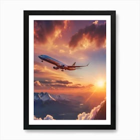 Airplane Flying In The Sky - Reimagined 2 Art Print