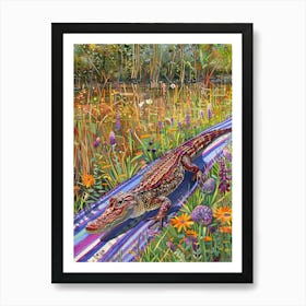 Alligator In The Grass Art Print