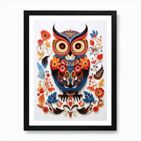 Scandinavian Bird Illustration Eastern Screech Owl 1 Art Print