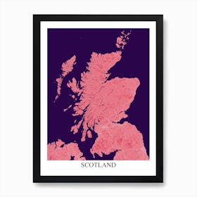 Scotland Pink Purple Map Art Print