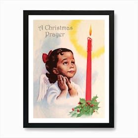 Christmas Prayer, Little Angle Girl With Candle Art Print