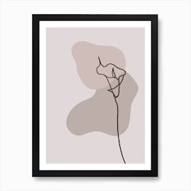 Minimalist Line Cala Lily Neutral Tones Art Print