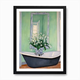 A Bathtube Full Lily Of The Valley In A Bathroom 1 Art Print