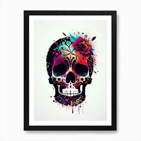 Skull With Splatter Effects 2 Mexican Art Print