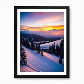 Serre Chevalier, France 1 Sunrise Skiing Poster Art Print