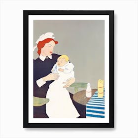 Mother Feeding Baby Illustration, Edward Penfield Art Print
