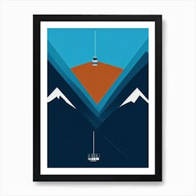 Verbier, Switzerland Modern Illustration Skiing Poster Art Print