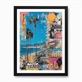 Cannes   Retro Collage Style 1 Art Print