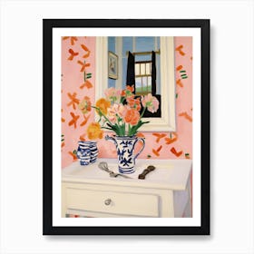 Bathroom Vanity Painting With A Freesia Bouquet 4 Art Print