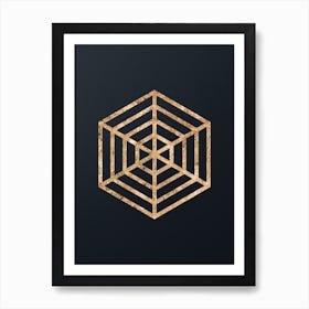 Abstract Geometric Gold Glyph on Dark Teal n.0446 Art Print