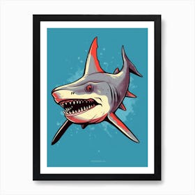 A Great Hammerhead Shark In A Vintage Cartoon Style 1 Art Print