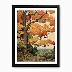 White Ash 1 Vintage Autumn Tree Print  Art Print