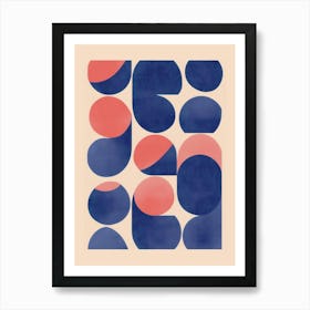 Abstract Blue Pink Semi Circle Art Print