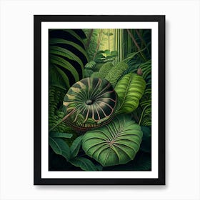 Snail In The Rainforest 1 Botanical Art Print