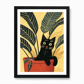 Cat In Pot 3 Art Print