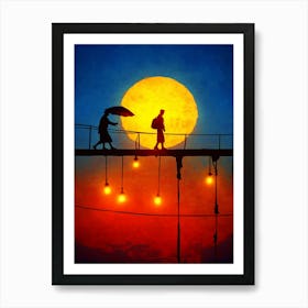 Sunset On A Bridge Art Print