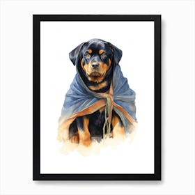 Rottweiler Dog As A Jedi 2 Art Print