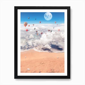 Surreal Sea Of Clouds And Hot Air Balloons Art Print
