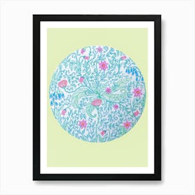 Wildflower doodle lemon/green Art Print