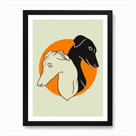 Twin Sighthounds Art Print