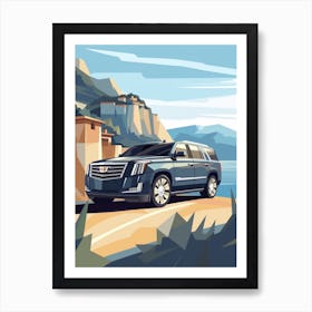 A Cadillac Escalade In Amalfi Coast, Italy, Car Illustration 3 Art Print