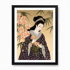 Suzuran Lily Of The Valley Vintage Japanese Botanical And Geisha Art Print