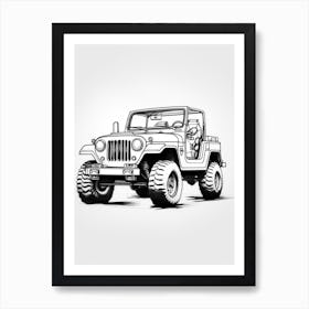 Jeep Wrangler Line Drawing 17 Art Print