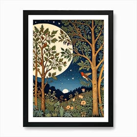 William Morris Moonlight In The Woods 62 Art Print