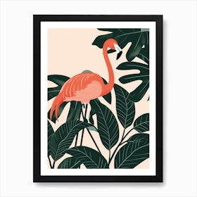 Chilean Flamingo Philodendrons Minimalist Illustration 1 Art Print