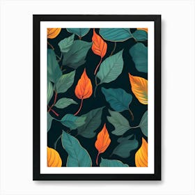 Autumn Leaves Seamless Pattern 13 Art Print