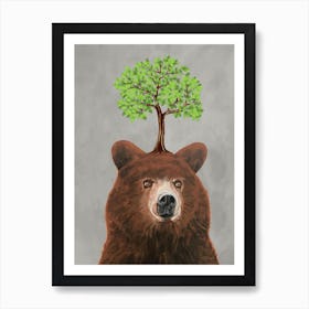 Bear With Tree Art Print