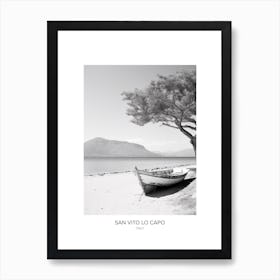 Poster Of San Vito Lo Capo, Italy, Black And White Photo 1 Art Print