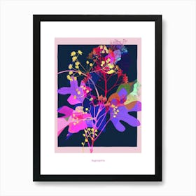 Gypsophila (Baby S Breath) 4 Neon Flower Collage Poster Art Print