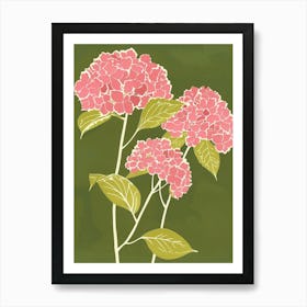 Pink & Green Hydrangea 3 Art Print