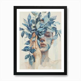 Woman With Leaves On Her Face 5 Art Print