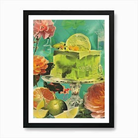 Fruity Lime Green Jelly Retro Collage 2 Art Print