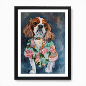 Animal Party: Crumpled Cute Critters with Cocktails and Cigars Hawaiian Dog Art Print