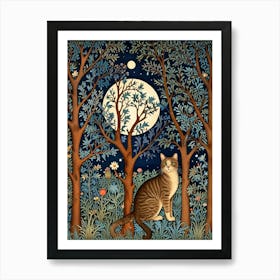 William Morris Cat In The Moonlight 4 Art Print