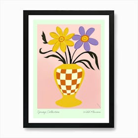 Spring Collection Wild Flowers Yellow Tones In Vase 3 Art Print