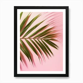 Palm Leaf On Pink Background 6 Art Print