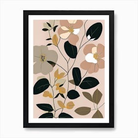 California Wild Rose Wildflower Modern Muted Colours 1 Art Print