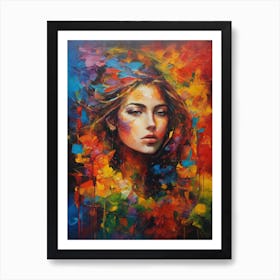 Woman With Colorful Hair Art Print