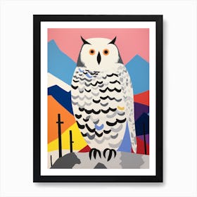 Colourful Kids Animal Art Snowy Owl 4 Art Print
