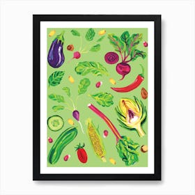 Spring Vegetables Green Art Print
