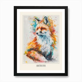 Arctic Fox Colourful Watercolour 4 Poster Art Print